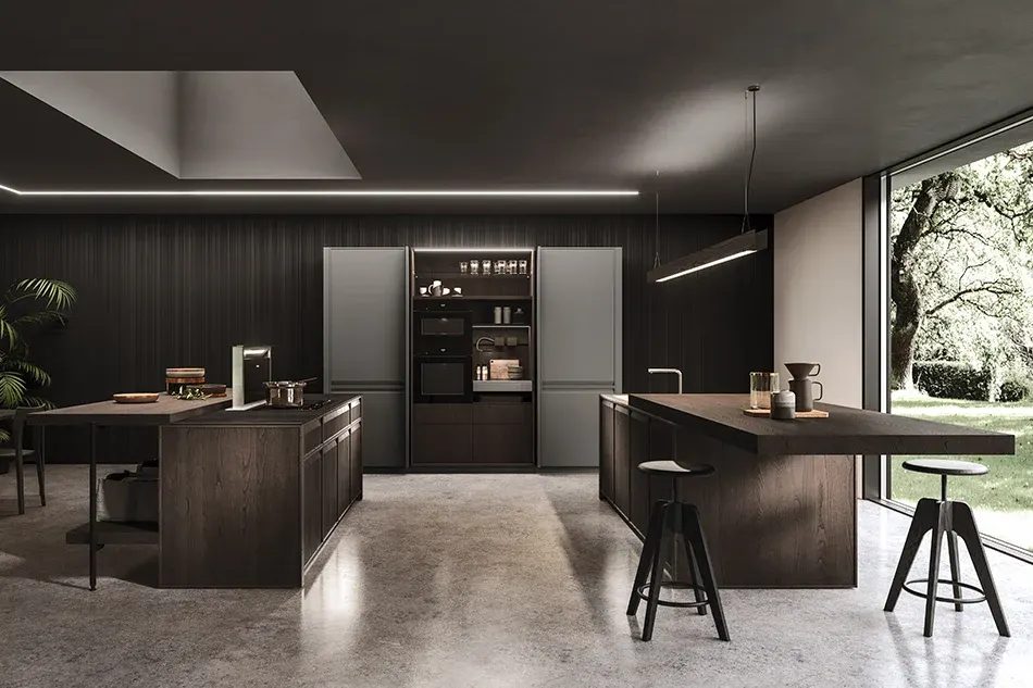 Cocina Arrital con isla y espacio de circulación