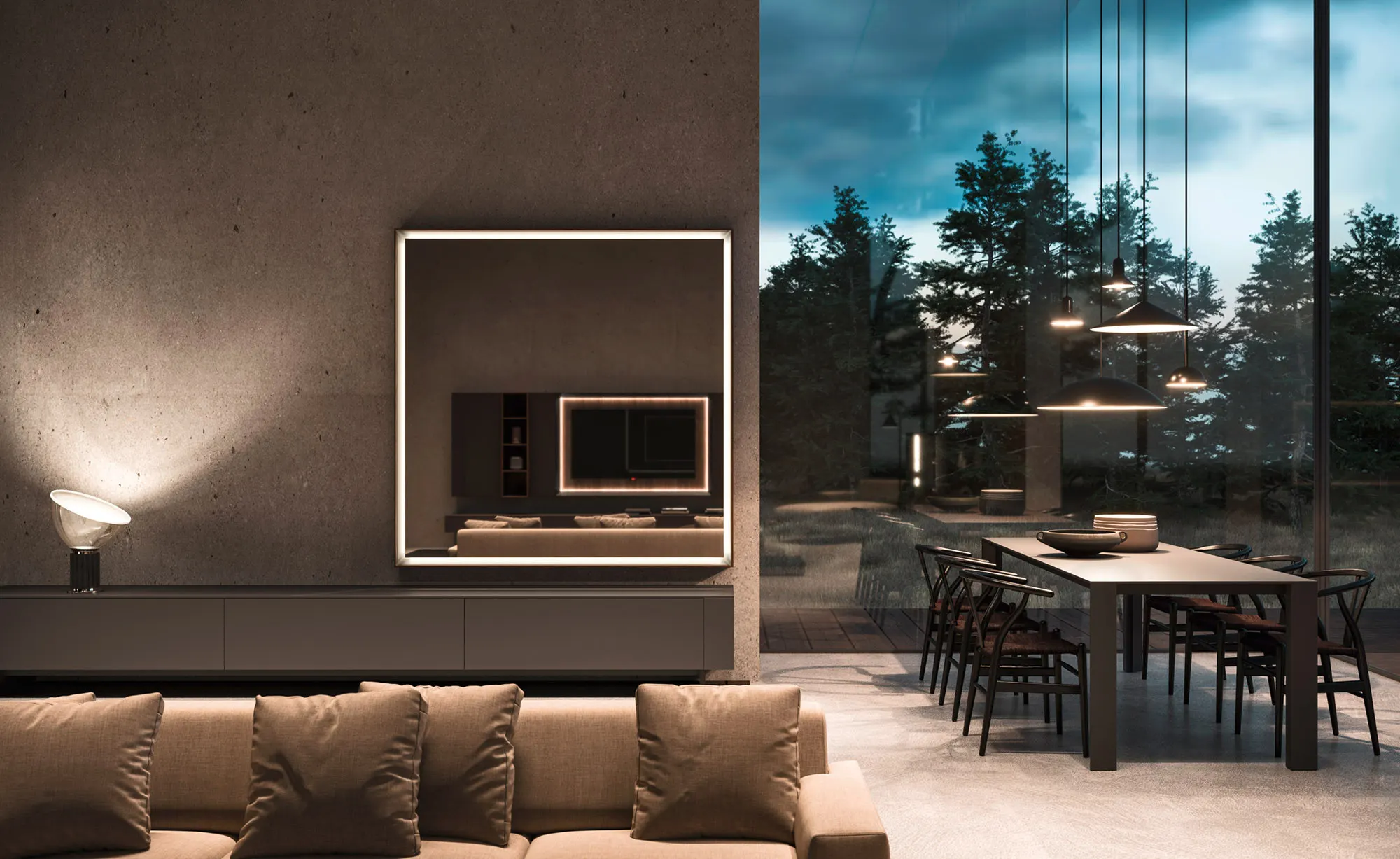 Espacio living de Arrital junto a un ventanal